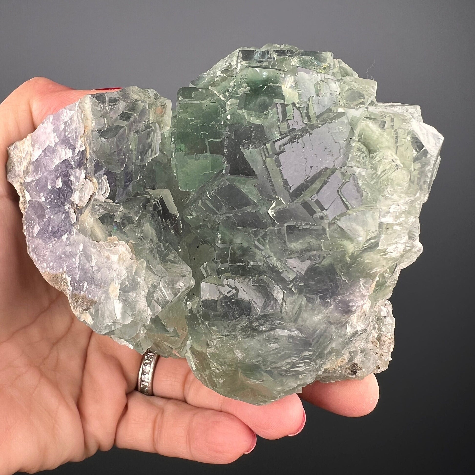 Amazing Clarity! Gemmy Green&Purple Fluorite Crystal