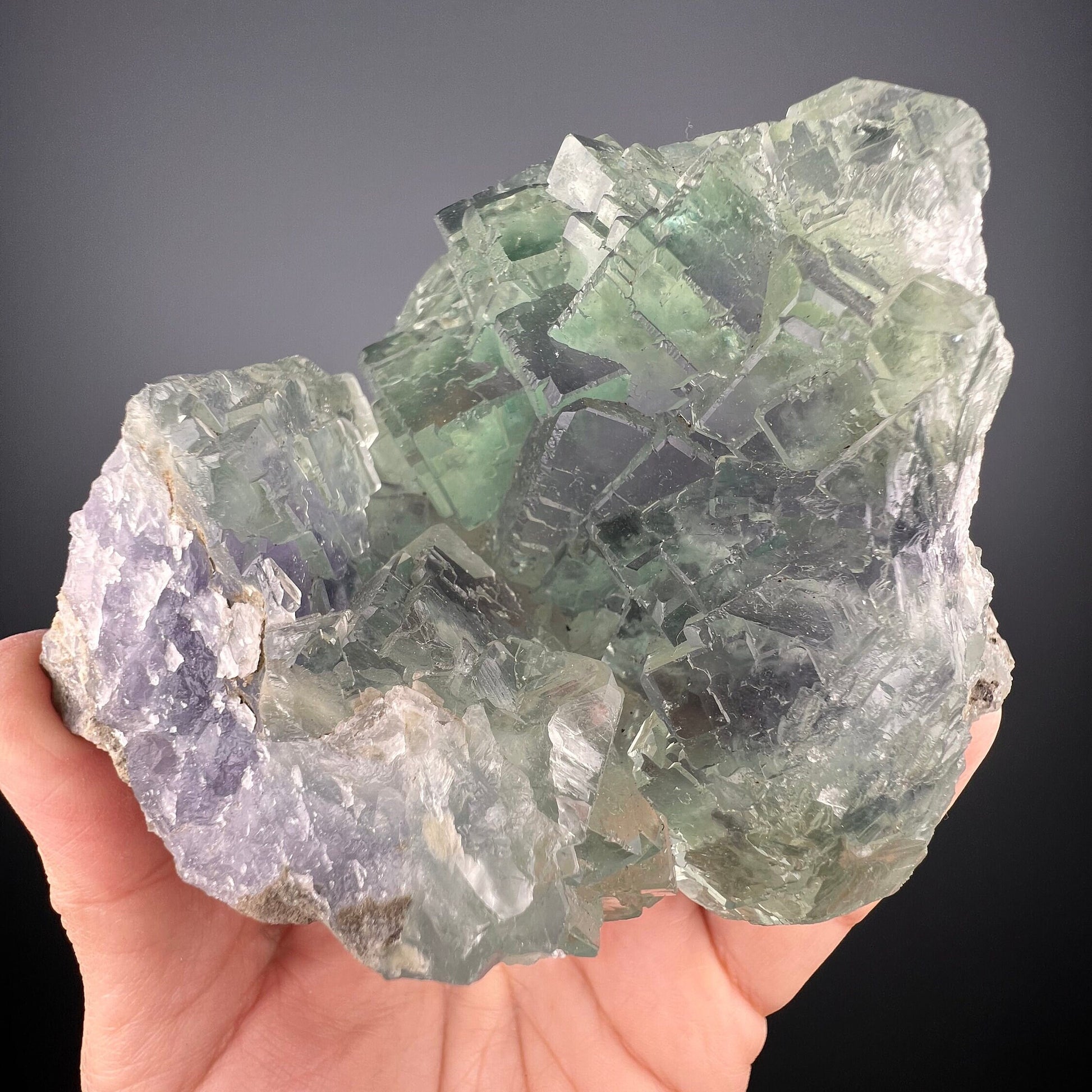 Amazing Clarity! Gemmy Green&Purple Fluorite Crystal