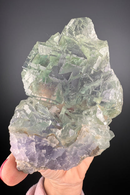 Amazing Clarity! Gemmy Green&Purple Fluorite Crystal