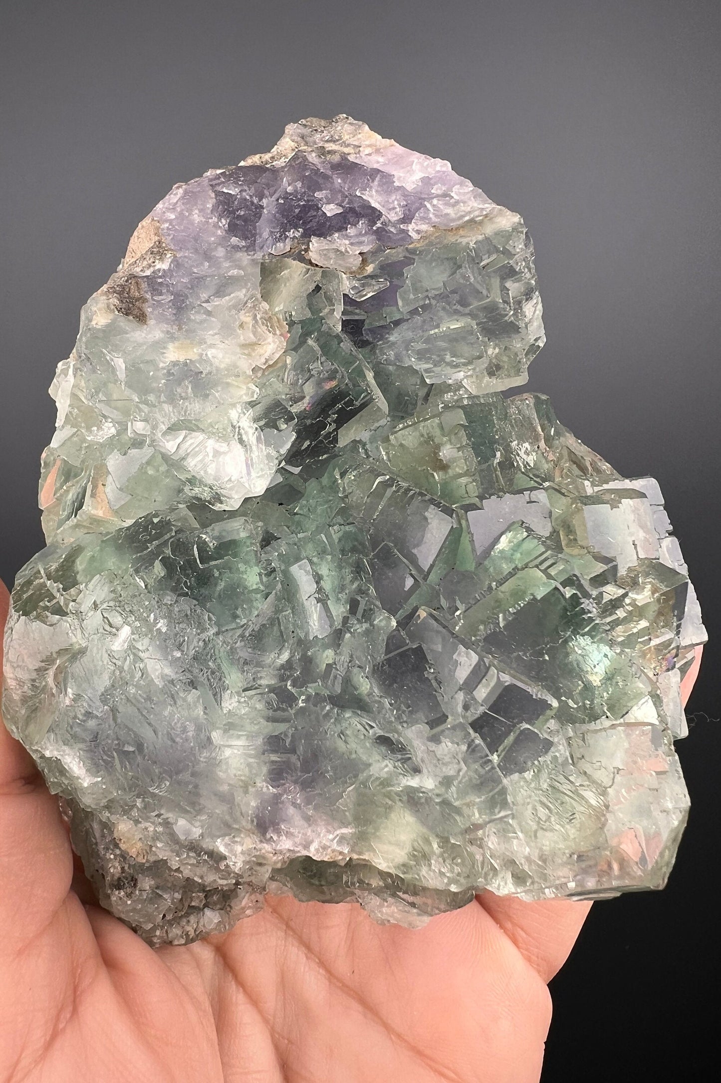 Amazing Clarity! Gemmy Green&Purple Fluorite Crystal