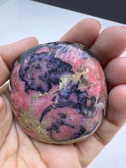 Amazing Color! Strawberry Opal Crystal Palm Stone from Peru, Dendritic Pink Opal