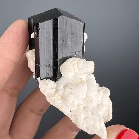 Black Tourmaline Crystal With Feldspar, Black Tourmaline Crystal