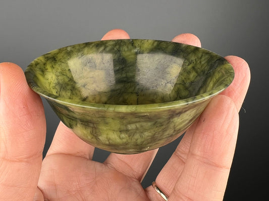 Pretty Piece!Amazing Hand Made Green Jade Bowl