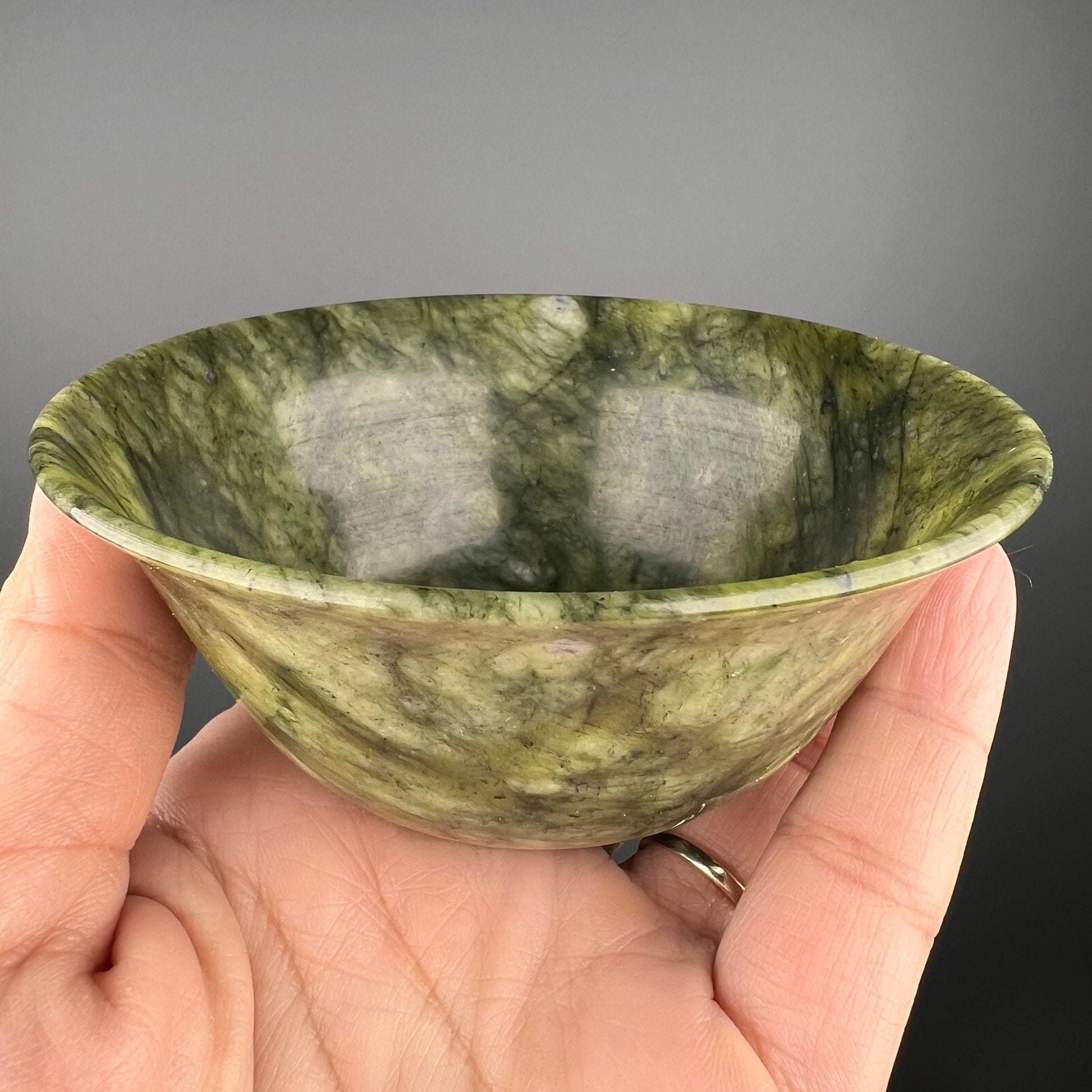 Beautiful Handmade Green Jade Bowl, Green Jade Antique Chinese Bowl