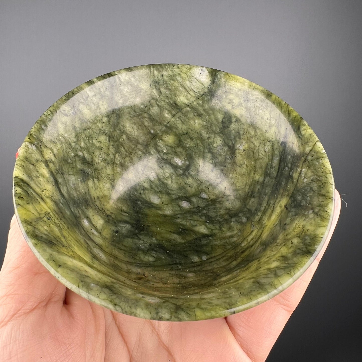 Beautiful Handmade Green Jade Bowl, Green Jade Antique Chinese Bowl