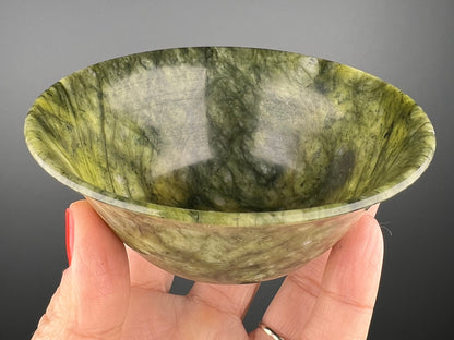 Beautiful Handmade Green Jade Bowl, Green Jade Antique Chinese Bowl