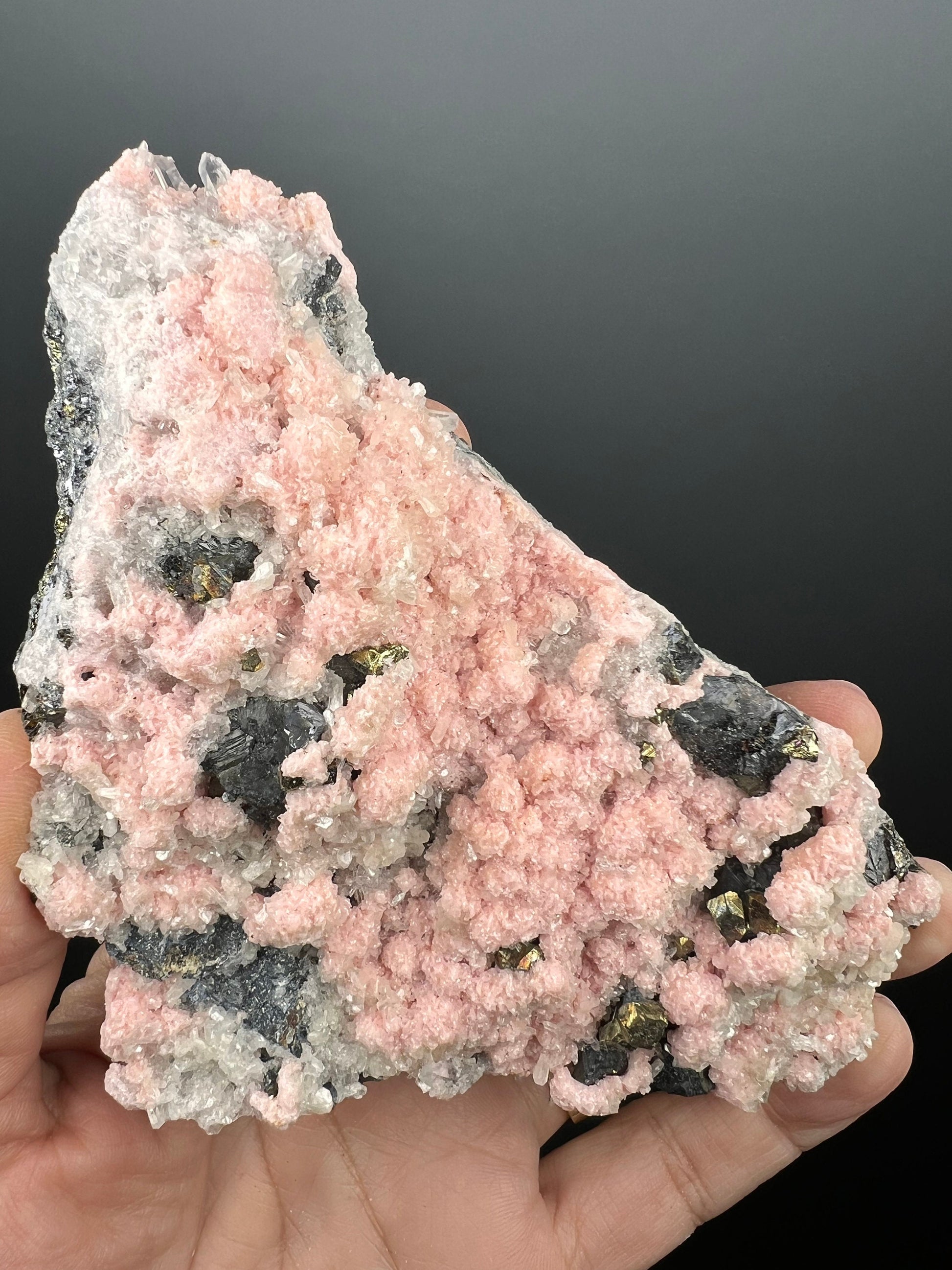 Pink Rhodochrosite with Quartz Specimen,Pink Rhodochrosite Crystal