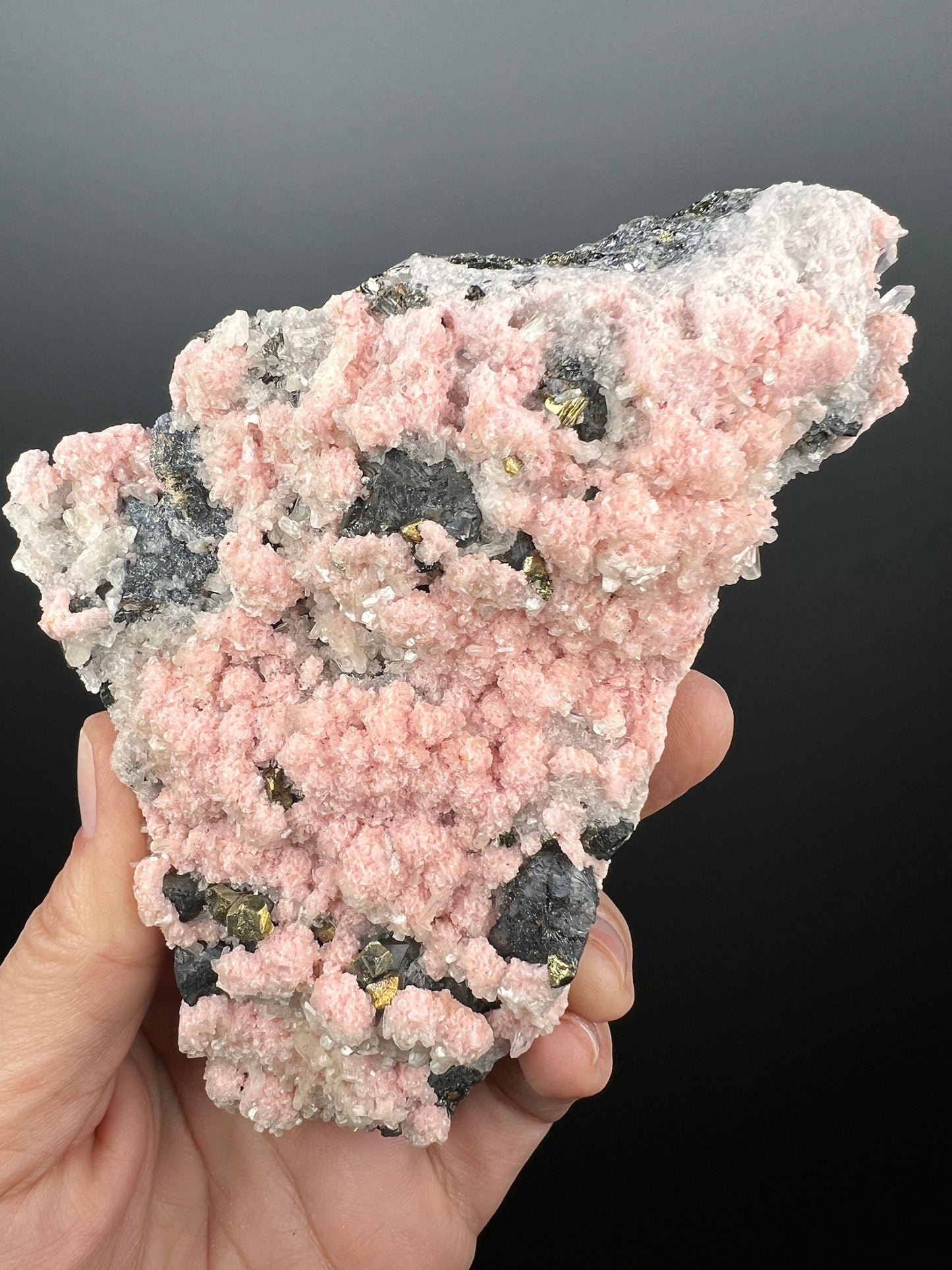 Pink Rhodochrosite with Quartz Specimen,Pink Rhodochrosite Crystal