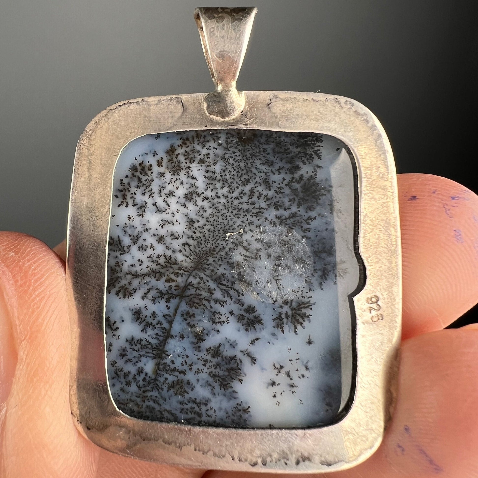 Dendritic Agate, Dendritic Agate Pendant, Dendritic Agate Crystal Pendant, 925 Sterling Silver