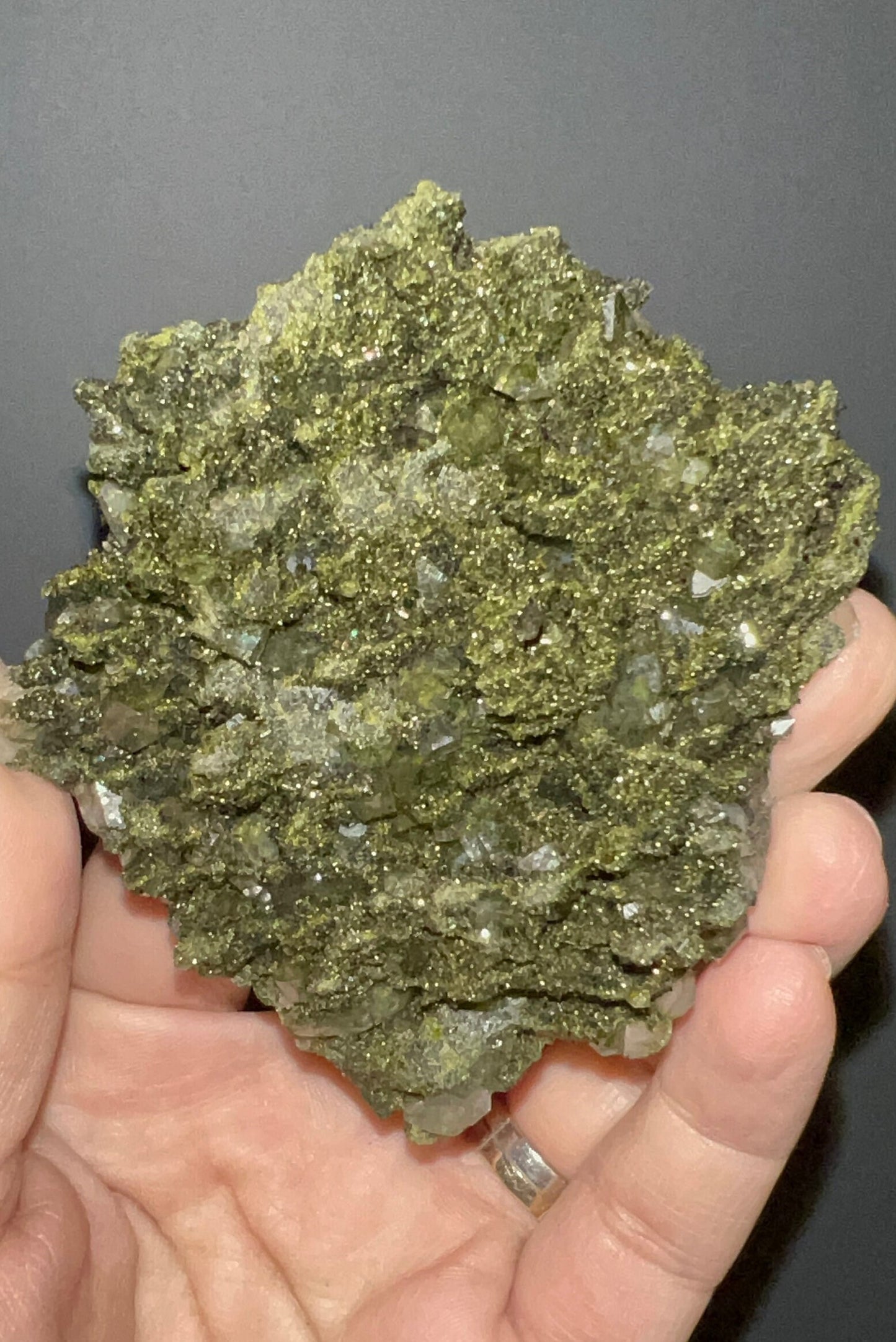 Incredible Beauty! Extra Sparkly Green Epidote with Quartz Specimen