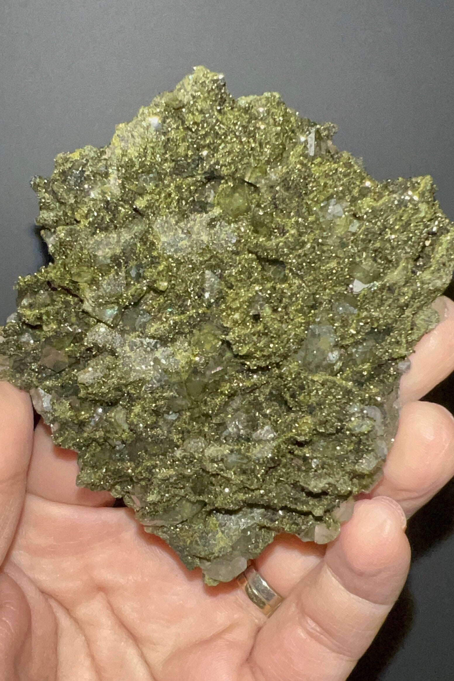 Incredible Beauty! Extra Sparkly Green Epidote with Quartz Specimen