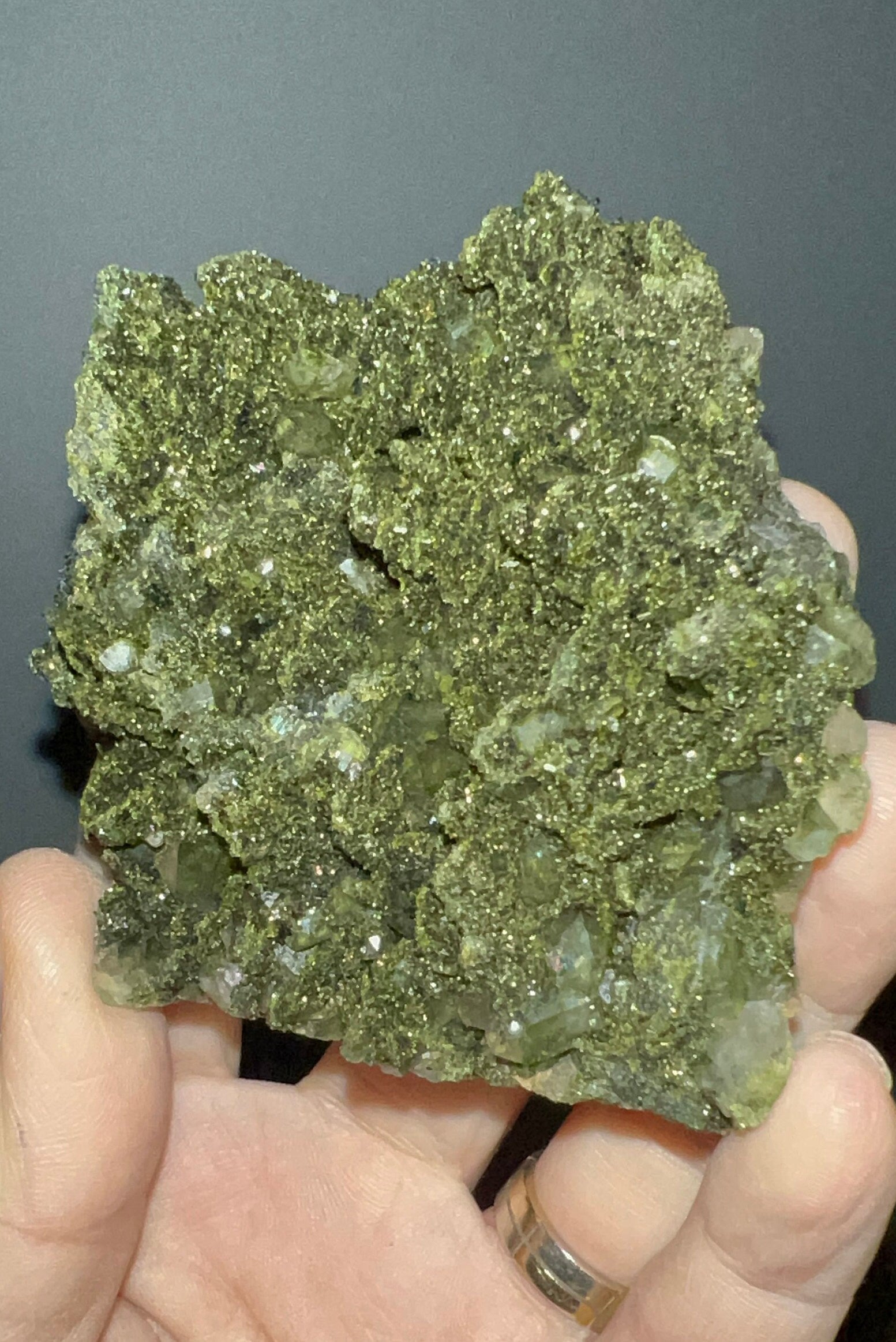 Incredible Beauty! Extra Sparkly Green Epidote with Quartz Specimen