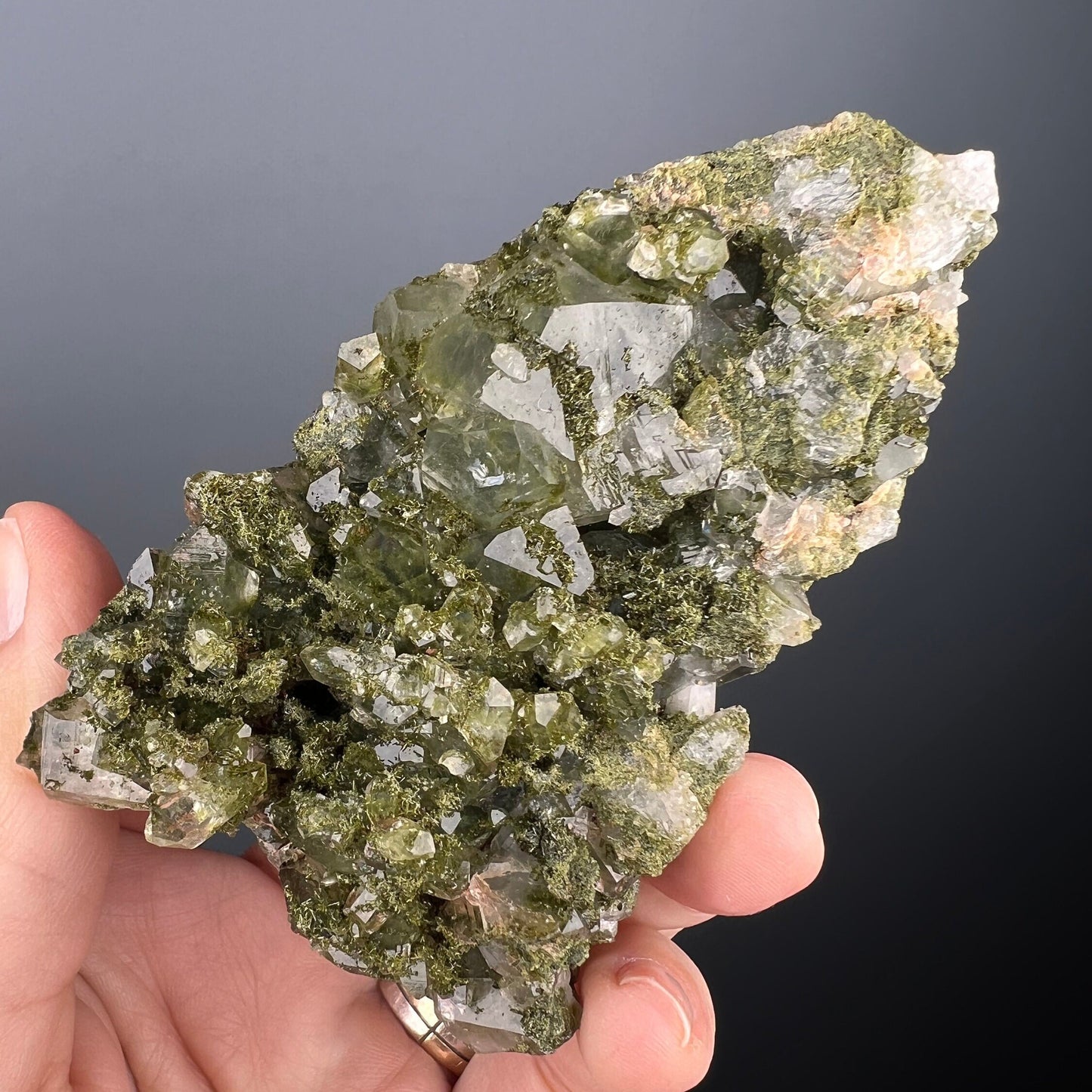 Forest Quartz with Epidote, Extra Sparkly Green Epidote with Quartz Specimen