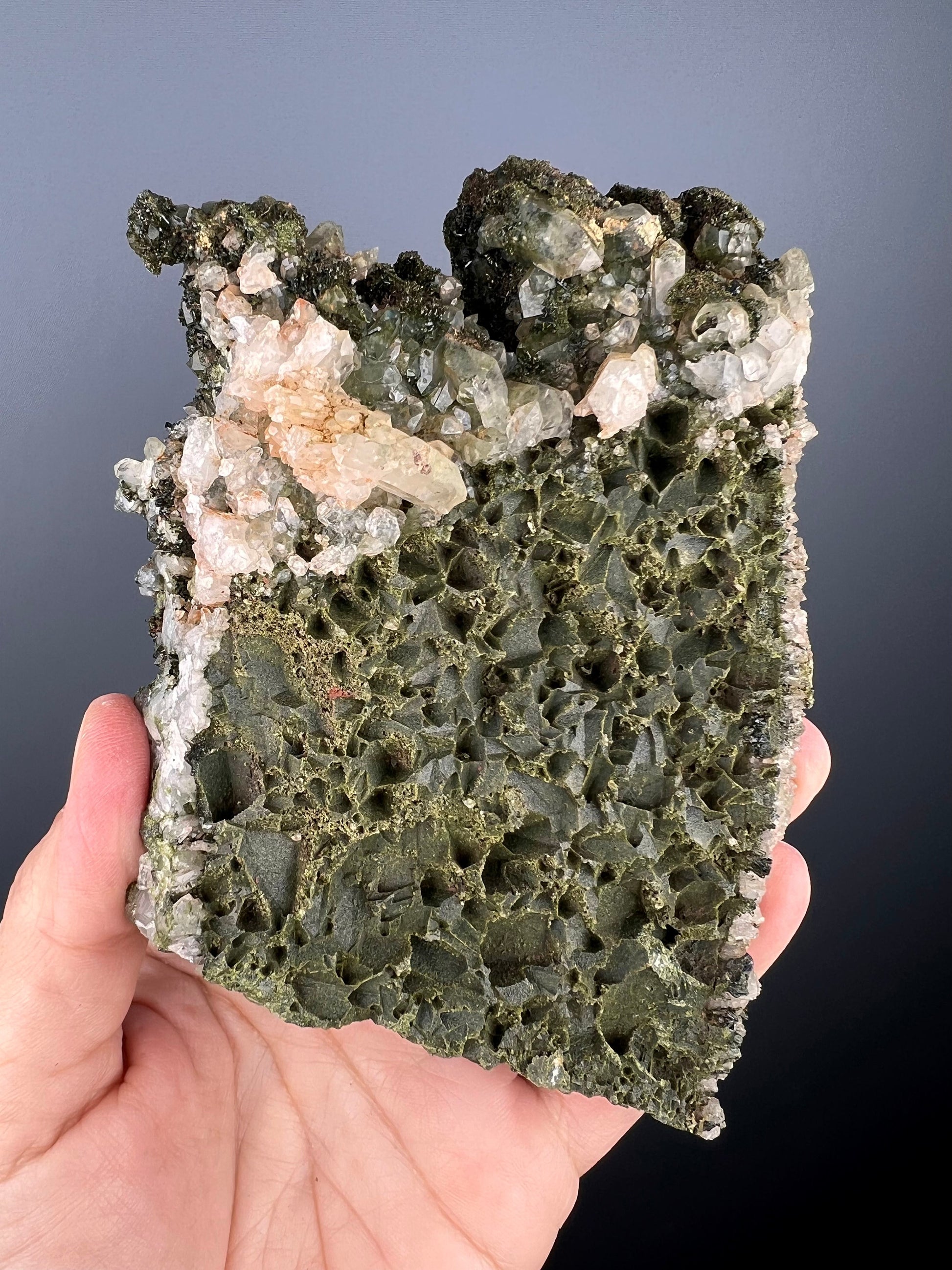 Forest Epidote with Quartz, Extra Sparkly Green Epidote with Quartz Specimen