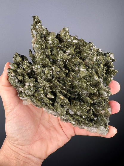 Forest Epidote with Quartz, Extra Sparkly Green Epidote with Quartz Specimen