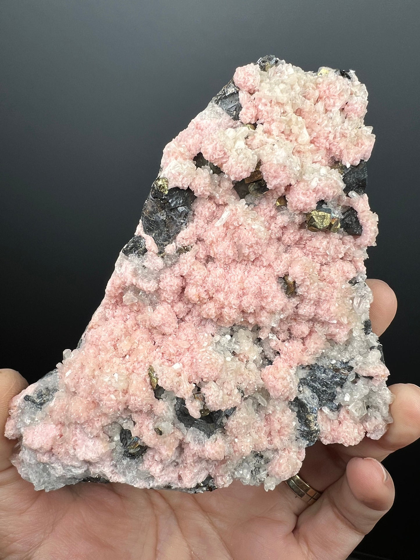 Pink Rhodochrosite with Quartz Specimen,Pink Rhodochrosite Crystal