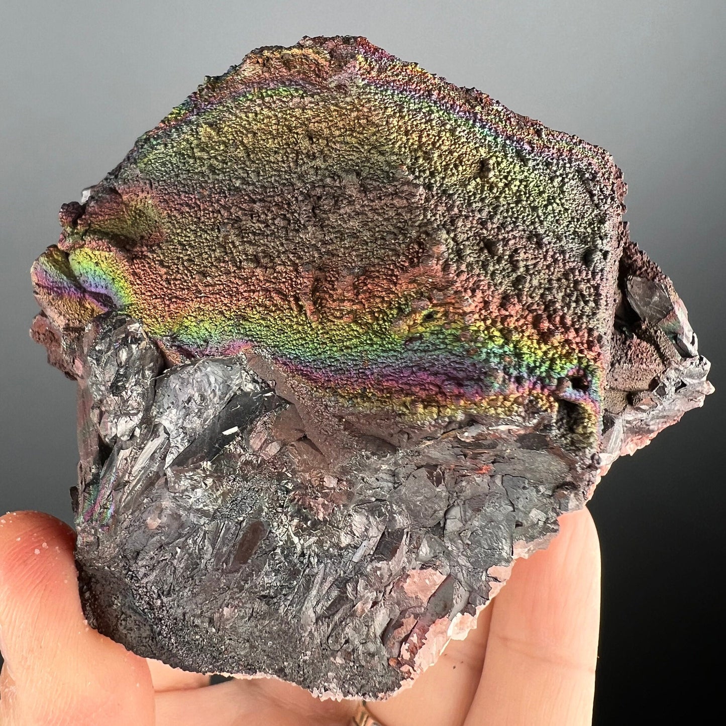 Love The Rainbow Colors!Irisdecent Colorful Goethite with Quartz Specimen, Rare! Goethite with Quartz Crystal