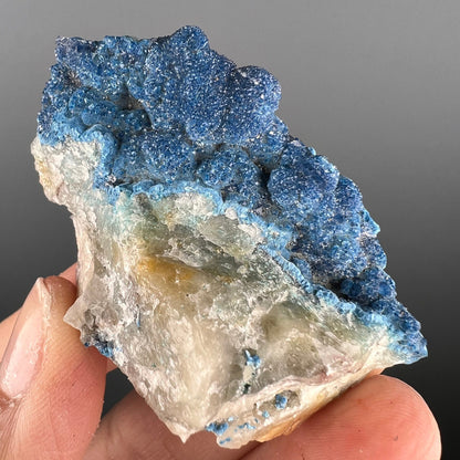 Amazing Piece! Druzy Blue Shattuckite with Quartz Crystal Specimen