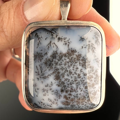 Dendritic Agate, Dendritic Agate Pendant, Dendritic Agate Crystal Pendant, 925 Sterling Silver