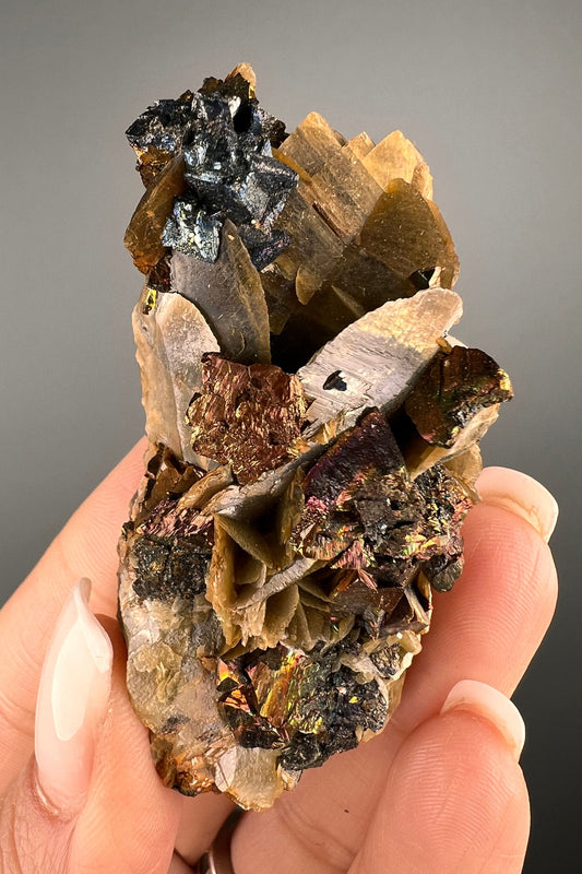 Iridescent Siderite with Chalcopyrite Mineral Specimen