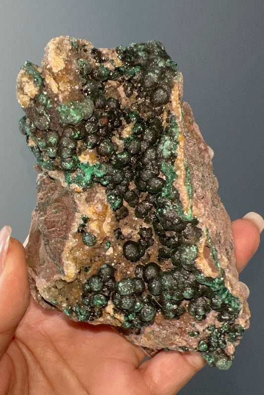 Amazing Piece!Druzy Green Malachite Stalactites on Quartz Mineral Specimen