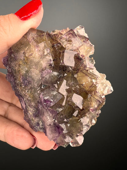 Amazing Piece for Collection!Yellow-Purple Fluorite Specimen with Phantoms From Okorusu,Namibia