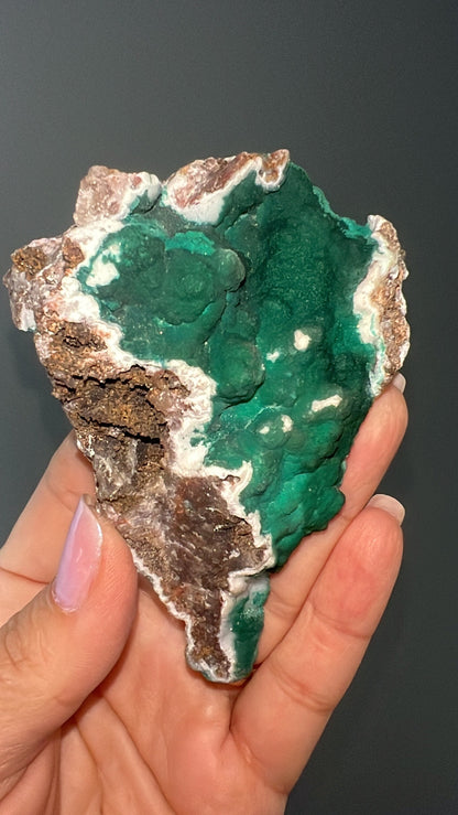 Malachite on Snow Chalcedony Specimen from Kalume,Congo