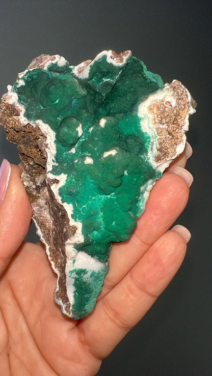 Malachite on Snow Chalcedony Specimen from Kalume,Congo