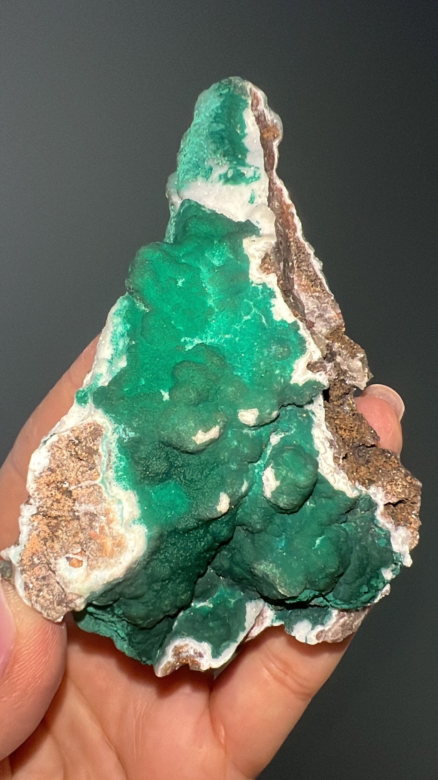 Malachite on Snow Chalcedony Specimen from Kalume,Congo