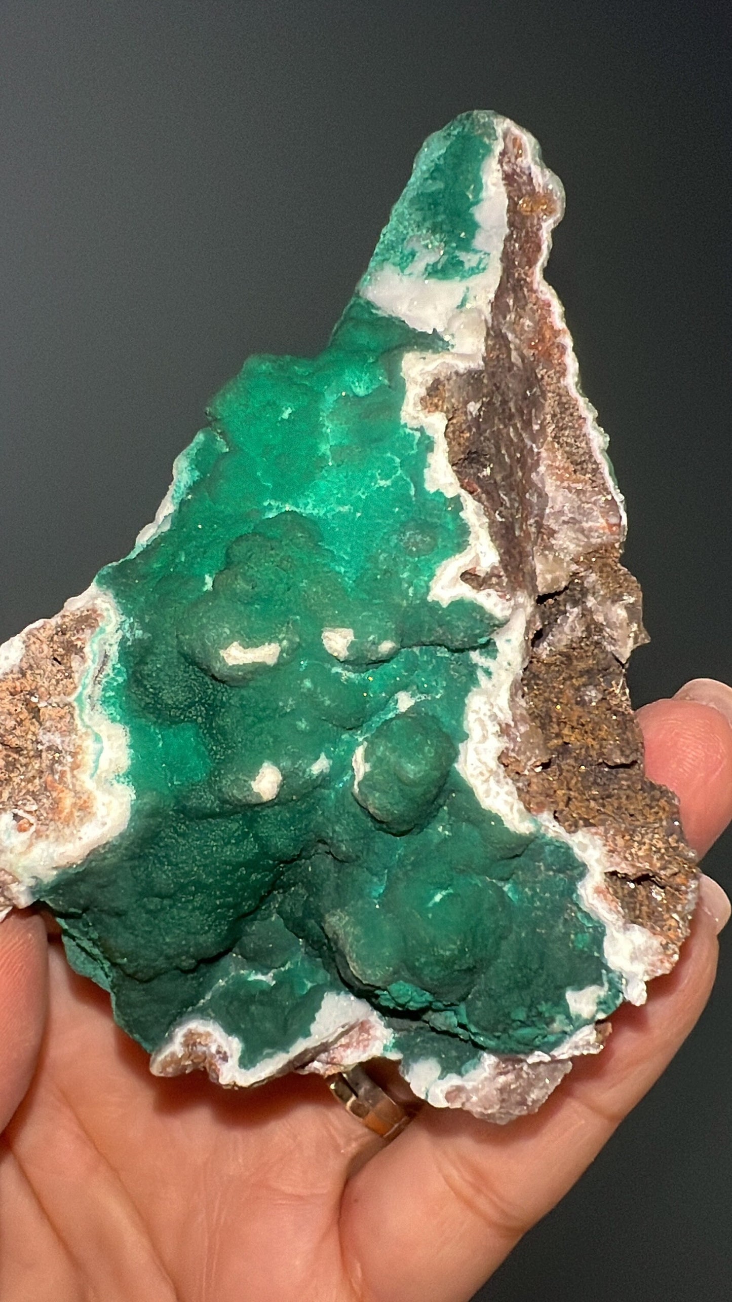 Malachite on Snow Chalcedony Specimen from Kalume,Congo