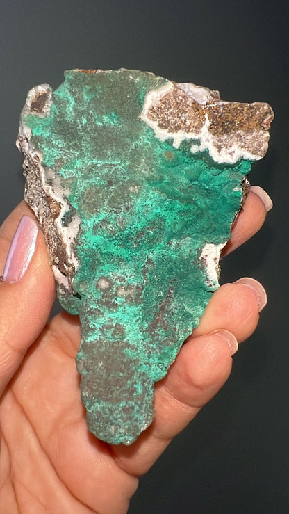 Malachite on Snow Chalcedony Specimen from Kalume,Congo