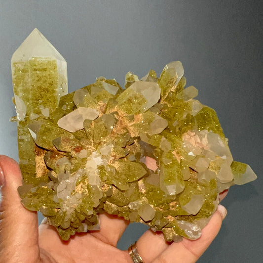 Perfect for Collection!Crystal Quartz Flowers with Glittery Chlorite Crystals Specimen From Turkey