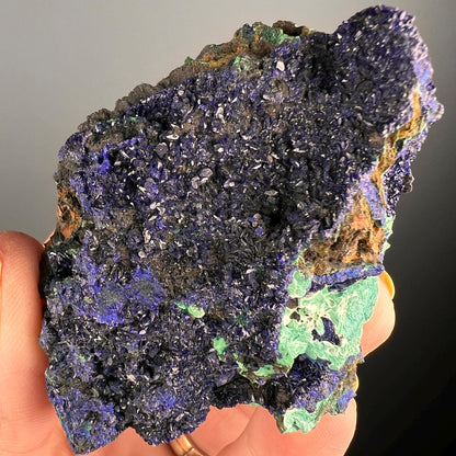 Natural Silky Druzy Azurite Crystal , Natural Blue Azurite Crystal with Green Malachite Crystal Specimen