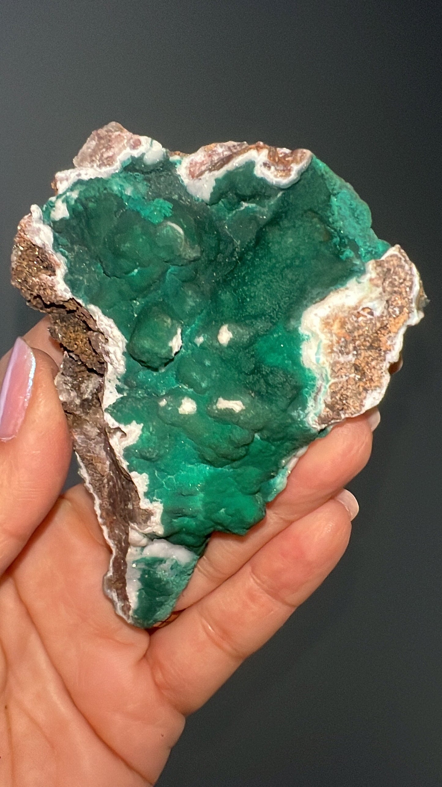 Malachite on Snow Chalcedony Specimen from Kalume,Congo