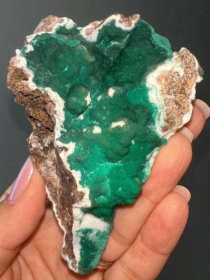 Malachite on Snow Chalcedony Specimen from Kalume,Congo