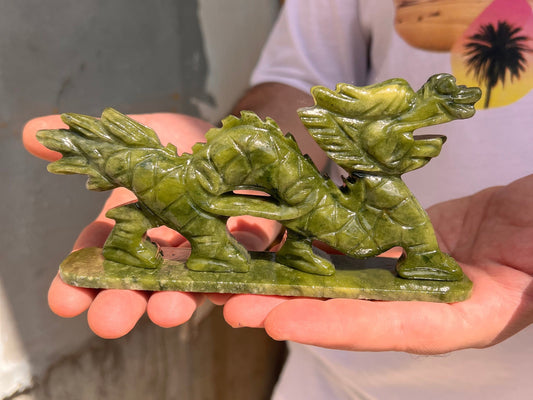 Jade Dragon! Natural Jade Dragon Carving, Feng Shui Jade Dragon