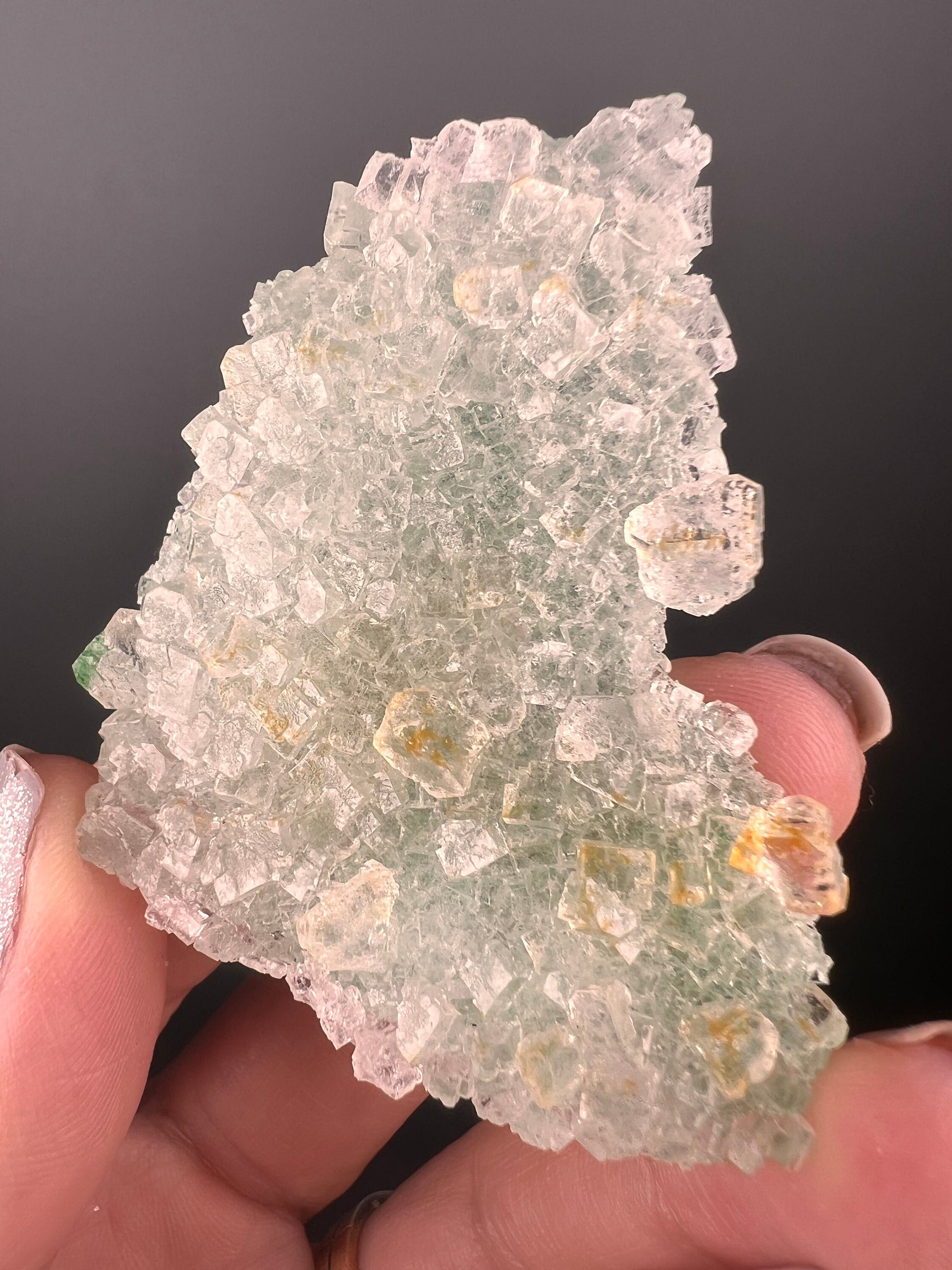 Purification, Balance, Protection! Transparent Gemmy Cubic Green and Yellow Halite Specimen