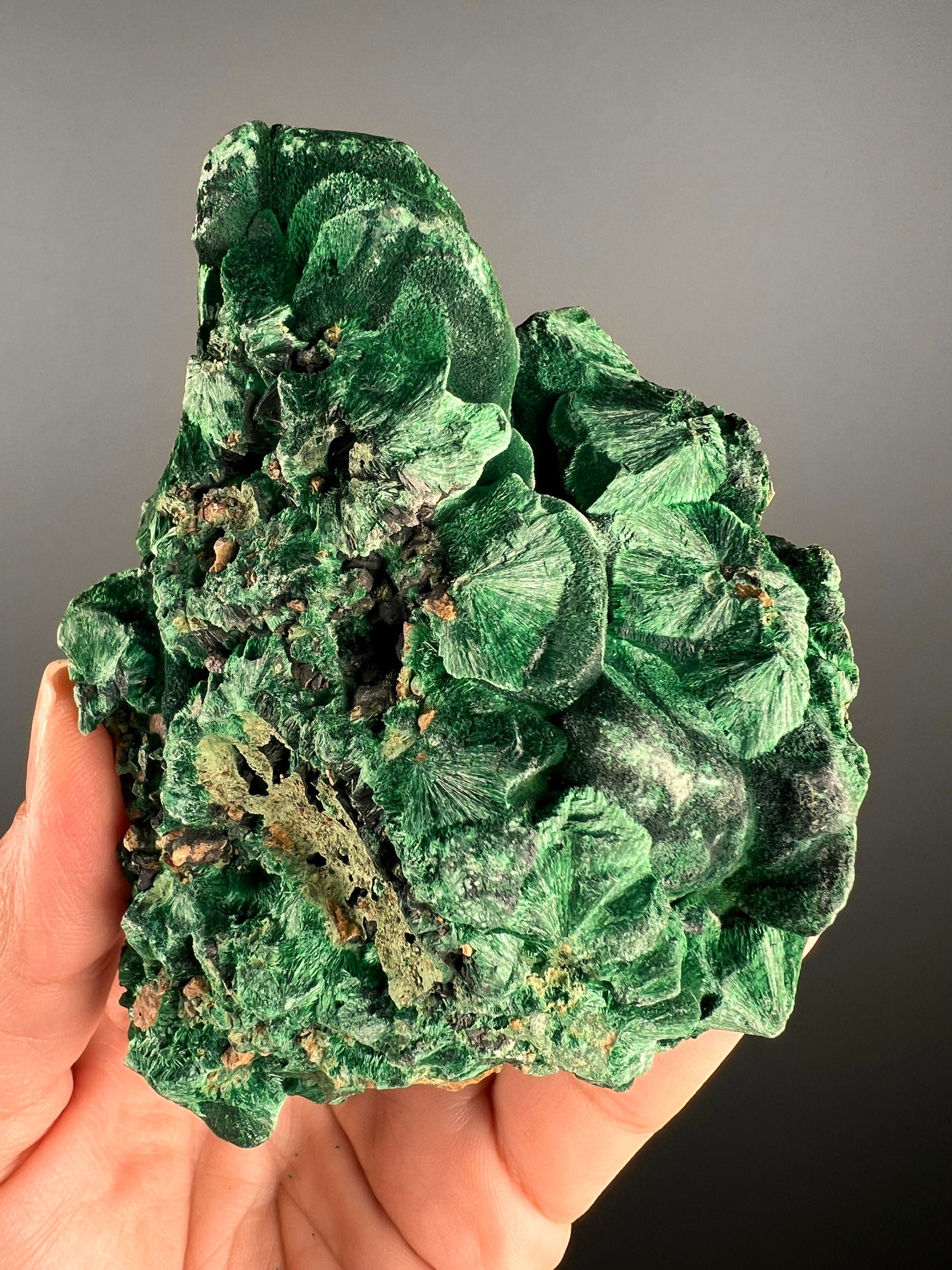 Velvety Green Color, Fibrous Malachite Mineral Specimen,Malachite Specimen