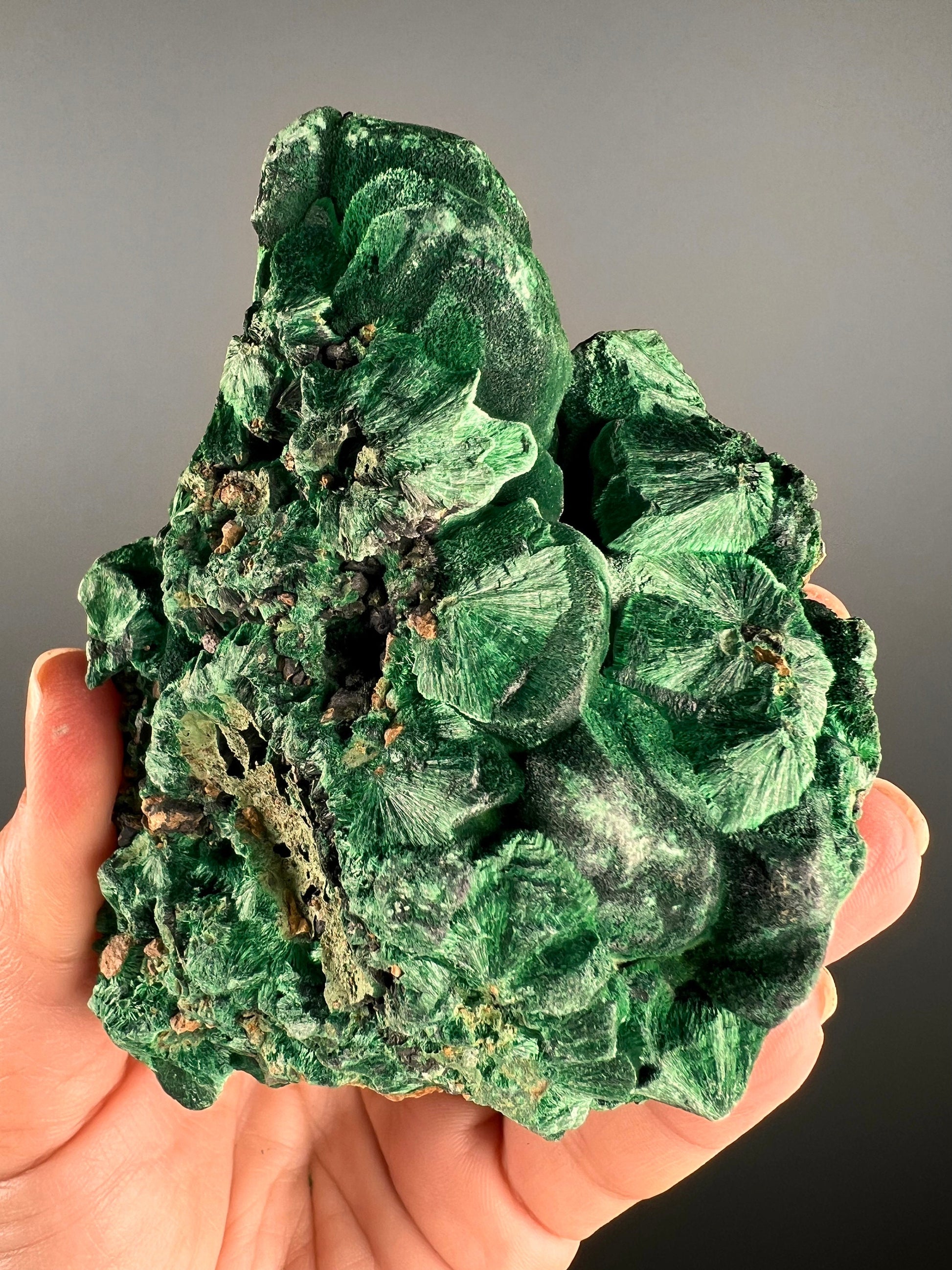 Velvety Green Color, Fibrous Malachite Mineral Specimen,Malachite Specimen