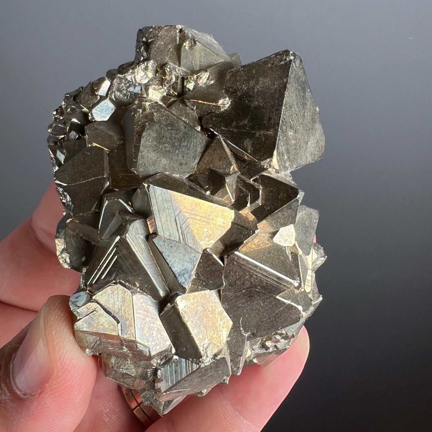 Protection, Enhances and Prosperity... Lustrous Octahedral Pyrites Crystal Specimen