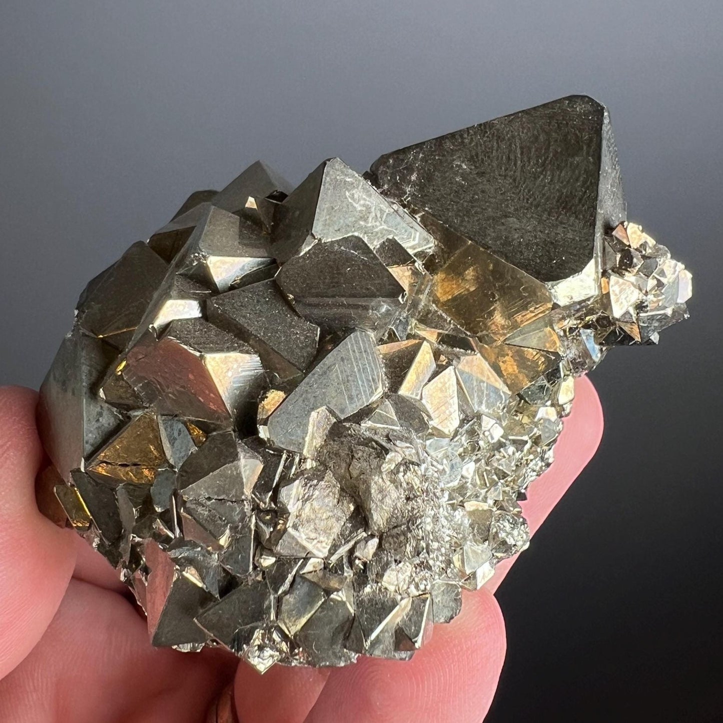 Protection, Enhances and Prosperity... Lustrous Octahedral Pyrites Crystal Specimen