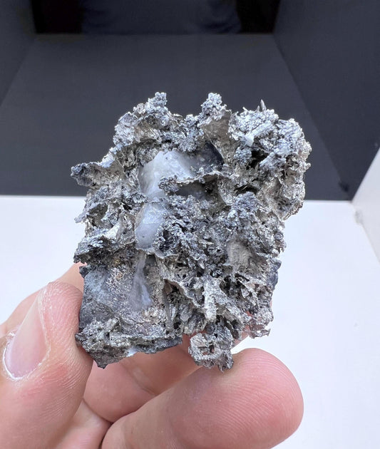 WOW ! Arborescent Silver Crystals with White Calcite