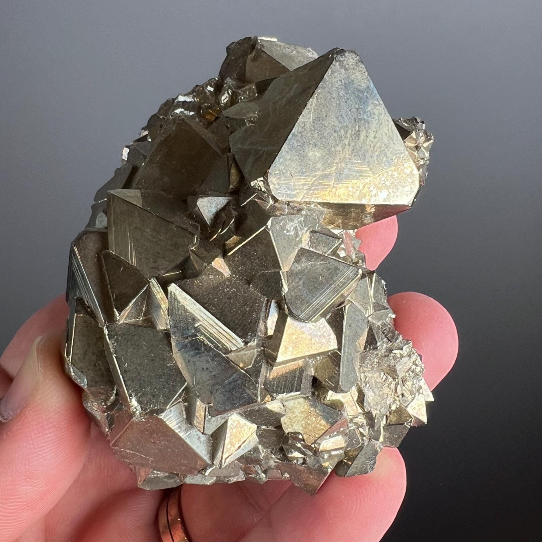 Protection, Enhances and Prosperity... Lustrous Octahedral Pyrites Crystal Specimen