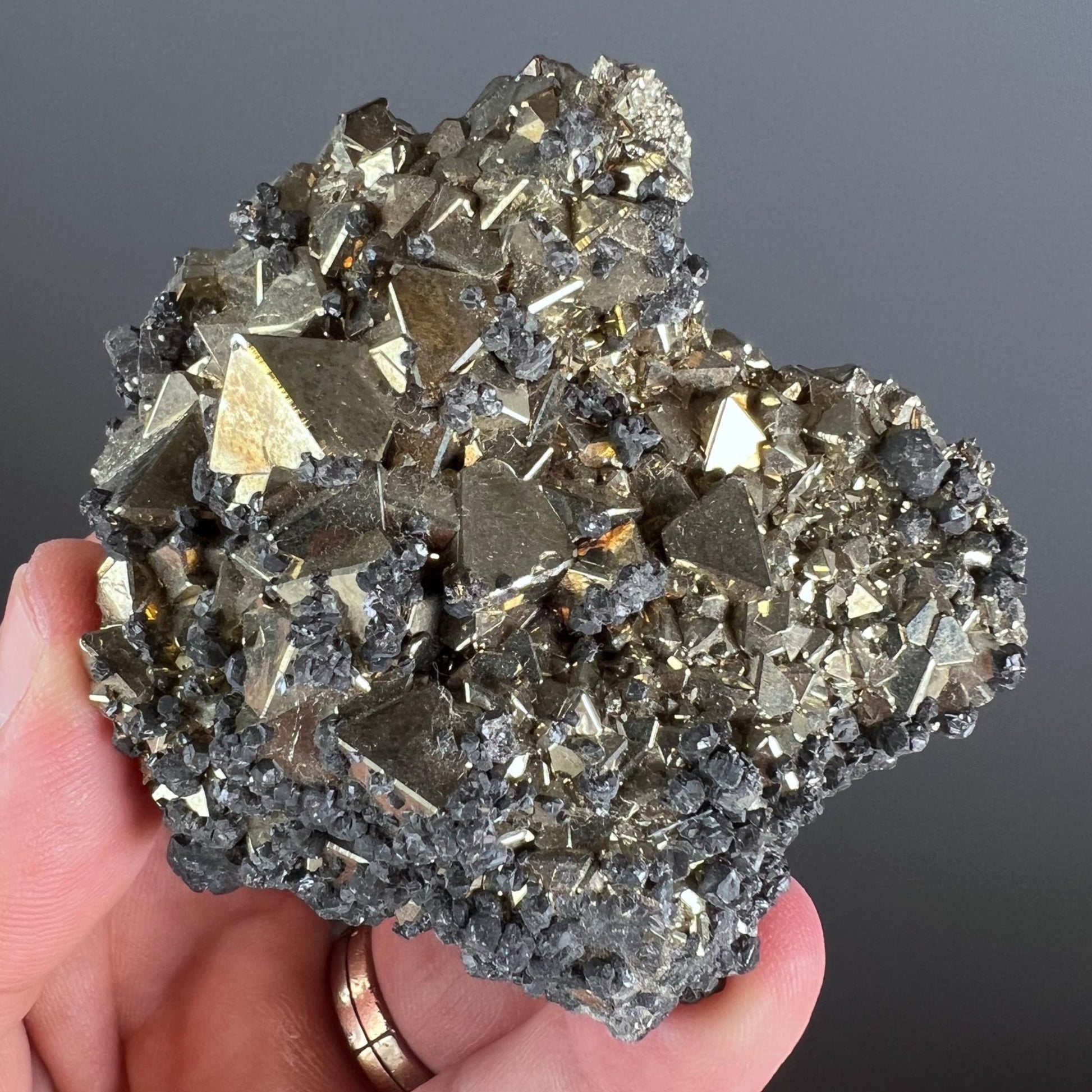 Protection, Enhances and Prosperity... Lustrous Octahedral Pyrites Crystal Specimen