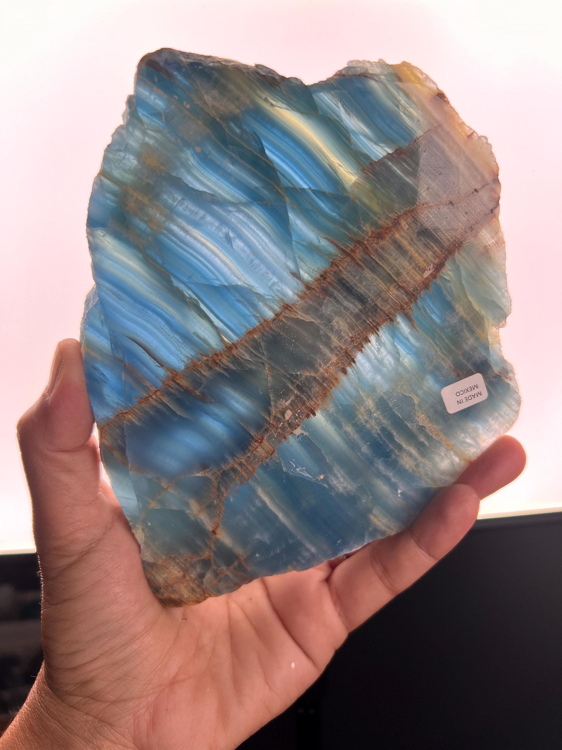 Amazing Blue Color! Aquatine Lemurian Calcite Slab