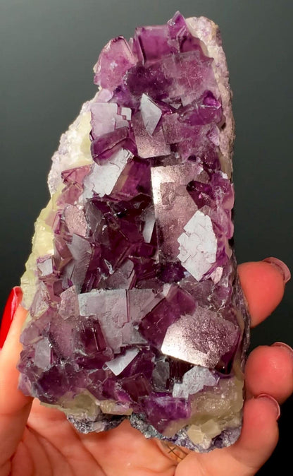 Amazing Piece!Purple Fluorite Specimen with Phantoms From Okorusu,Namibia