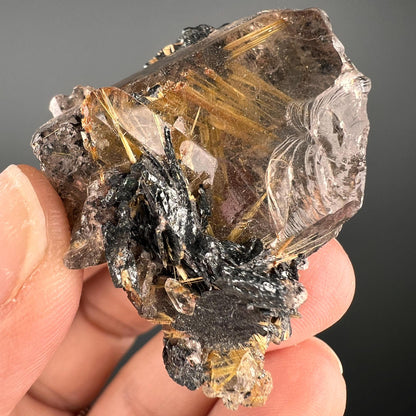 Golden Rutile Crystal with Hematite Specimen