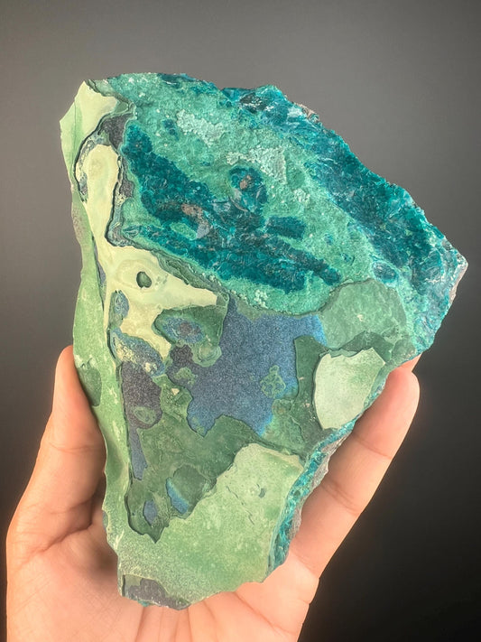 Rare!Blue Cornetite with Malachite Crystal from Congo