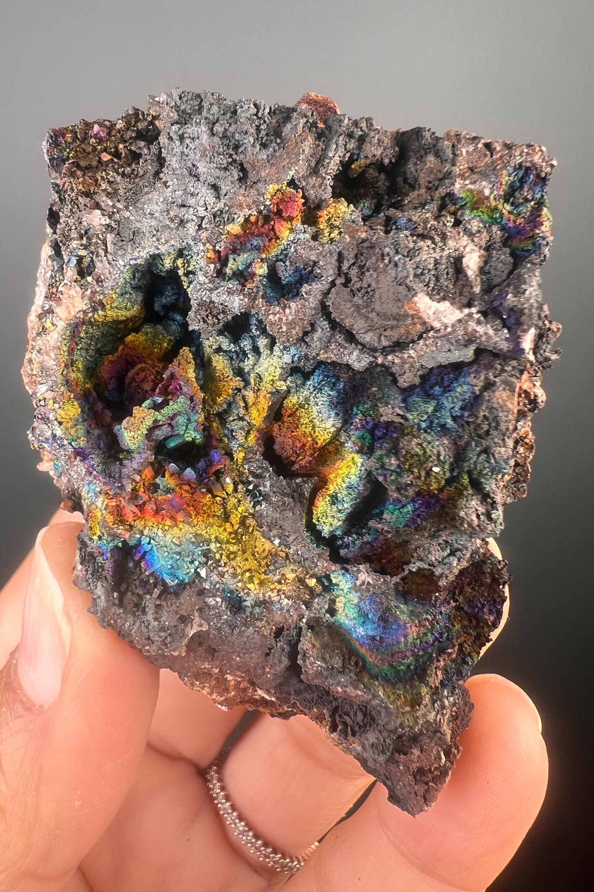 New Piece! Irisdecent Colorful Goethite (Turgite) Specimen, Amazing Rainbow Colors