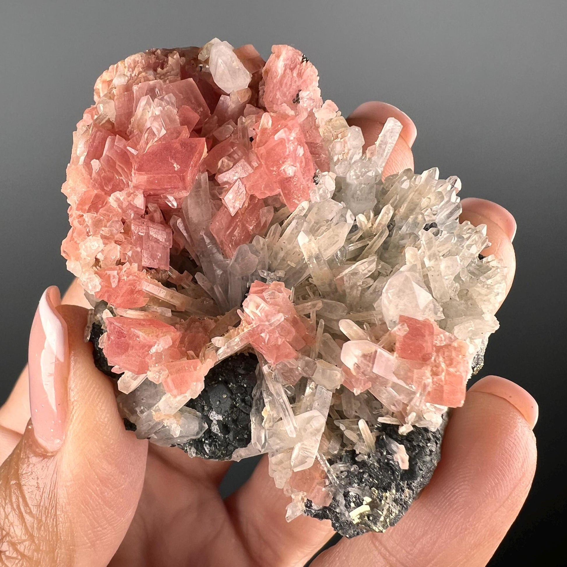 Perfect for Collection! Pink Rhodocrosite with Quartz and Galena Mineral